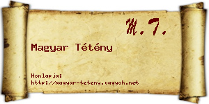 Magyar Tétény névjegykártya